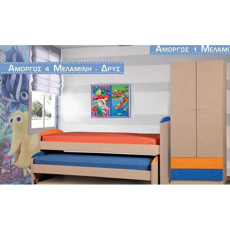 AMORGOS 4 Kids Bunk Bed | Oak Melamine & Lacquer | Woodyline