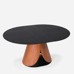 Kappa dining table detail – round top & wooden base